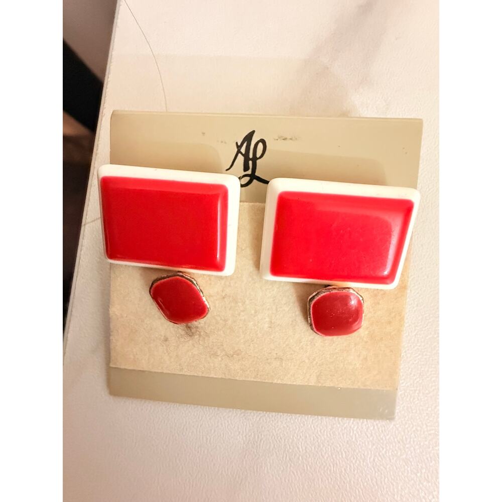 Vintage AL Acrylic Stud Earrings Set of 2 Pairs Original Packaging